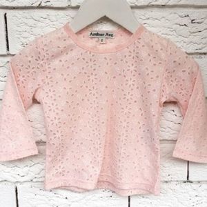 Long sleeve soft pink floral lace top
